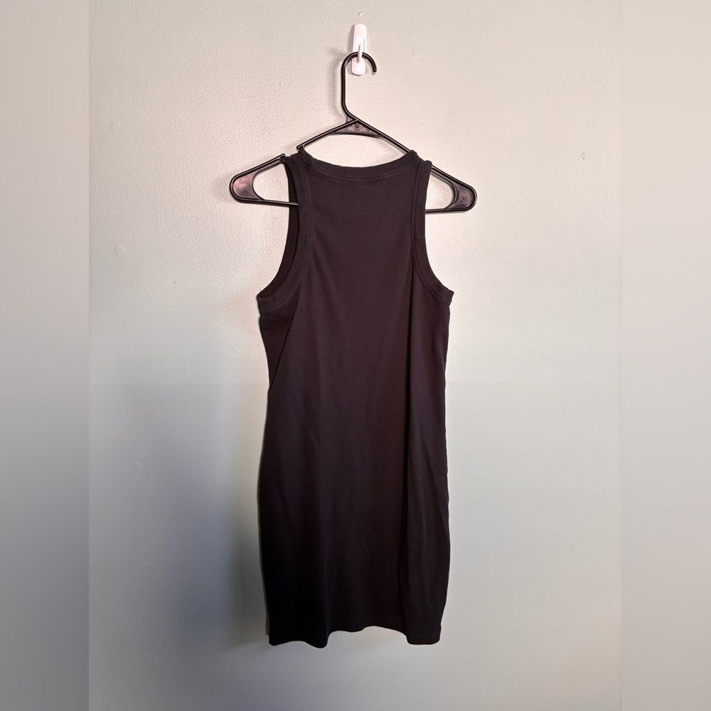 BP fine ribbed mini tank black high neck bodycon summer dress Sm M - Picture 6 of 6
